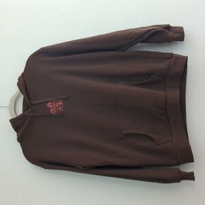 Social Scene Live Wild Brown Hoodie Back Print Pink Mushrooms Kangaroo Pocket